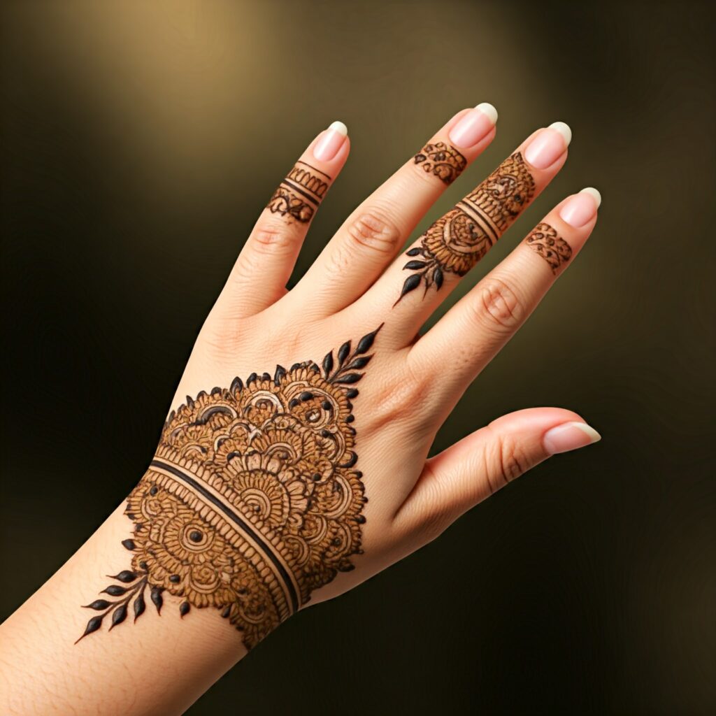 modern royal front hand mehndi design