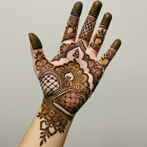 Regal and Luxurious Front Hand Mehndi Art