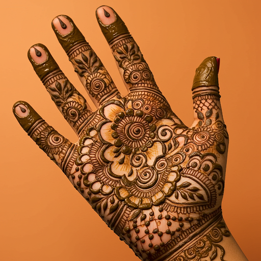 Bridal hands adorned with symbols of love and prosperity.