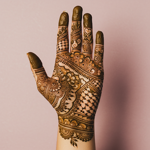 A symbol of good fortune etched in henna
