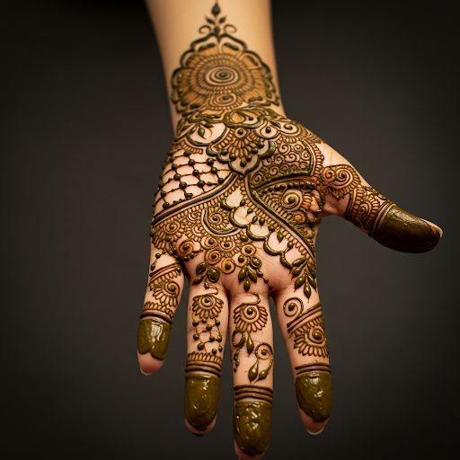Mehndi design with floral pattern